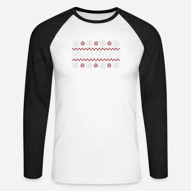 Santa's Favorite Weihnachtspullover Schneeflocken - Unisex Baseballshirt langarm - Weiß/Schwarz