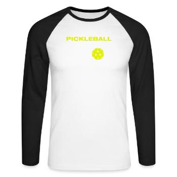 Pickleball lustiges Pickleball Spieler - Unisex Baseballshirt langarm - Weiß/Schwarz - Vorne - Nik (191cm)