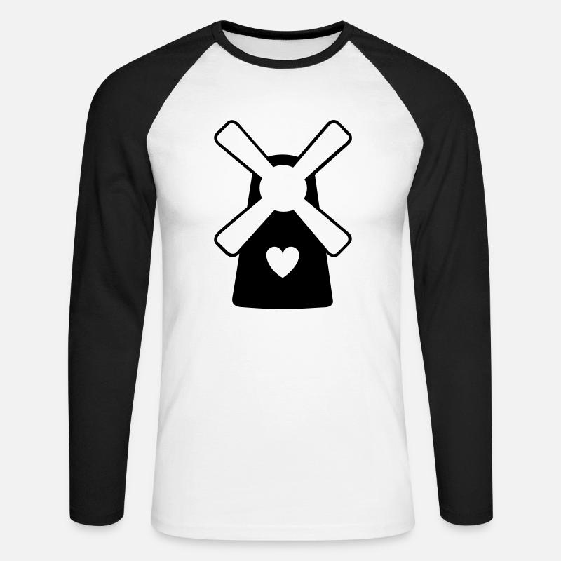 Windmill - Unisex Baseballshirt langarm - Weiß/Schwarz