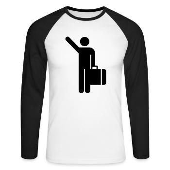 vacation,suitcase,travel,airport,train station - Unisex Long Sleeve Baseball T-Shirt - white/black - Front - Nik (191cm)