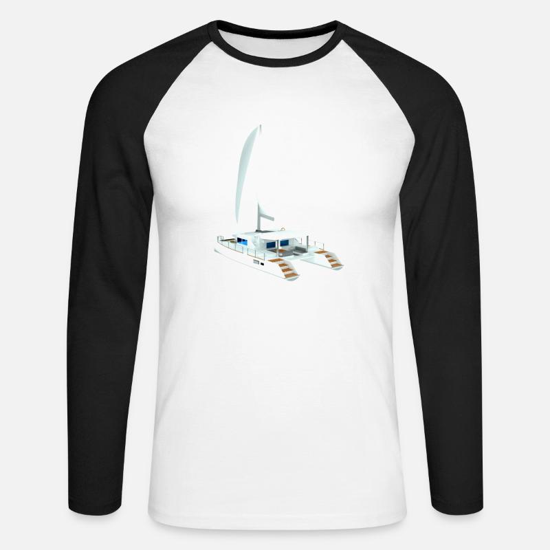 Katamaran 3D Back - Unisex Baseballshirt langarm - Weiß/Schwarz