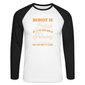 Si vous êtes né en février 1998 - T-shirt baseball manches longues Homme - blanc/noir - Devant - Nik (191cm)