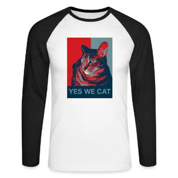 Yes we Cat - Unisex Baseballshirt langarm - Weiß/Schwarz - Vorne - Nik (191cm)