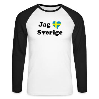 Jag älskar Sverige - J'aime la Suède - T-shirt baseball manches longues Homme - blanc/noir - Devant - Nik (191cm)