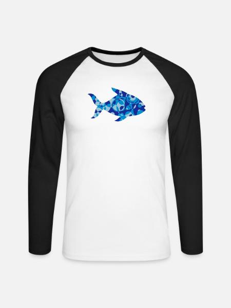 Fisk former og mønstre - Langærmet herre-baseballshirt - hvid/sort