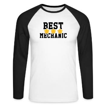 Best Mechanic - T-shirt baseball manches longues Homme - blanc/noir - Devant - Nik (191cm)