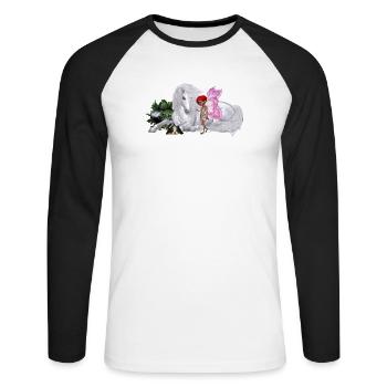 Merveilleuse licorne avec fée - T-shirt baseball manches longues Homme - blanc/noir - Devant - Nik (191cm)