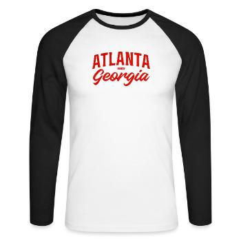 Logo d’écriture d’Atlanta Georgia - T-shirt baseball manches longues Homme - blanc/noir - Devant - Nik (191cm)