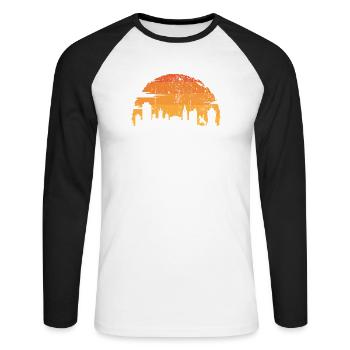 Sunset Skyline Rider - Unisex Long Sleeve Baseball T-Shirt - white/black - Front - Nik (191cm)