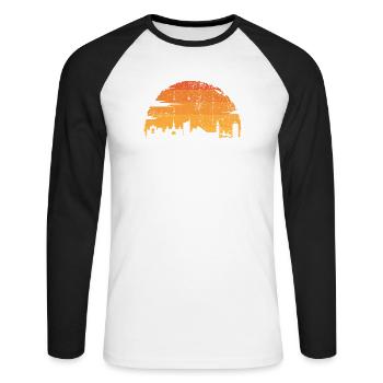 Cavalier de la ligne d’horizon du coucher de soleil - T-shirt baseball manches longues Homme - blanc/noir - Devant - Nik (191cm)