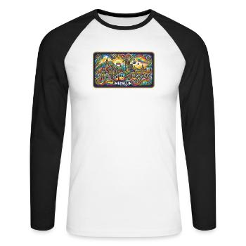 Medellín, Columbia City Design - T-shirt baseball manches longues Homme - blanc/noir - Devant - Nik (191cm)