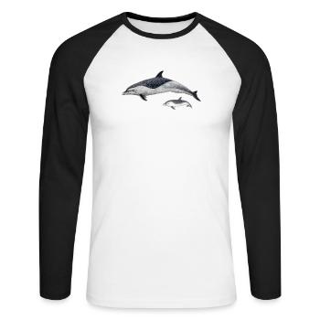 Spotted dolphin - Unisex Long Sleeve Baseball T-Shirt - white/black - Front - Nik (191cm)