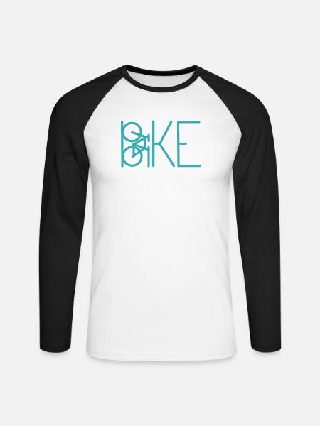 Teal Bicycle Lines Minimal Art - Unisex Long Sleeve Baseball T-Shirt - white/black