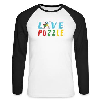 Love Puzzle - Unisex Long Sleeve Baseball T-Shirt - white/black - Front - Nik (191cm)