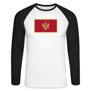 Montenegro Flagge - Unisex Baseballshirt langarm - Weiß/Schwarz - Vorne - Nik (191cm)
