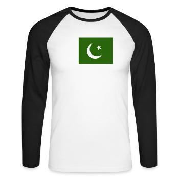 Pakistan National Flagge - Unisex Baseballshirt langarm - Weiß/Schwarz - Vorne - Nik (191cm)