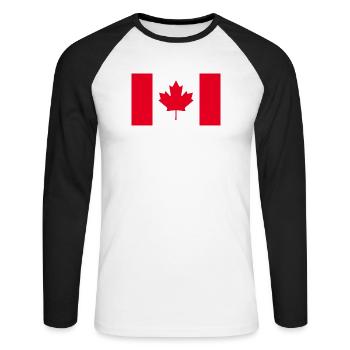 Hol dir jetzt unsere Kanada-Flaggen - Unisex Baseballshirt langarm - Weiß/Schwarz - Vorne - Nik (191cm)
