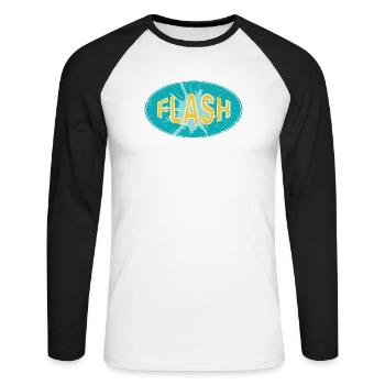 FLASH EMBLEM - Unisex Long Sleeve Baseball T-Shirt - white/black - Front - Nik (191cm)