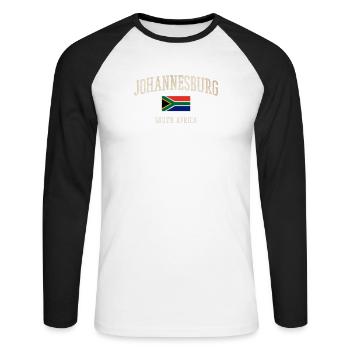 Johannesburg South Africa Vintage - Unisex Long Sleeve Baseball T-Shirt - white/black - Front - Nik (191cm)