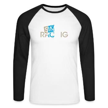 sim racing gaming checkered flag car driver gamer - Unisex Long Sleeve Baseball T-Shirt - white/black - Front - Nik (191cm)
