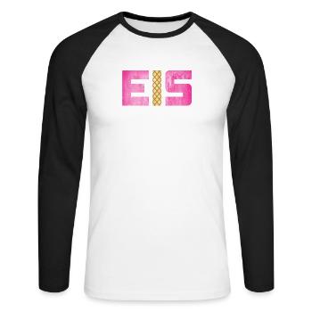 Eis Waffel Eisdiele Eiscreme Eiskrem Sommer pink - Unisex Baseballshirt langarm - Weiß/Schwarz - Vorne - Nik (191cm)