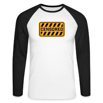 Censored Zensiert Lustig Statement Freiheit Logo - Unisex Baseballshirt langarm - Weiß/Schwarz - Vorne - Nik (191cm)