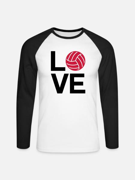liebe, Volleyball - Unisex Baseballshirt langarm - Weiß/Schwarz