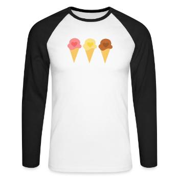 Eis Herz Eiscreme Erdbeereis Eisdiele Geschenk - Unisex Baseballshirt langarm - Weiß/Schwarz - Vorne - Nik (191cm)