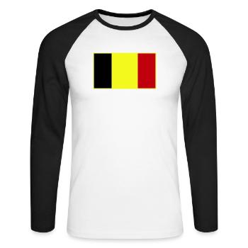 Anpassbare dreifarbige Flagge - Unisex Baseballshirt langarm - Weiß/Schwarz - Vorne - Nik (191cm)