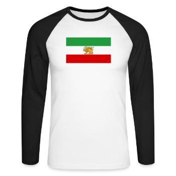 Lion et Soleil Drapeau iranien - T-shirt baseball manches longues Homme - blanc/noir - Devant - Nik (191cm)