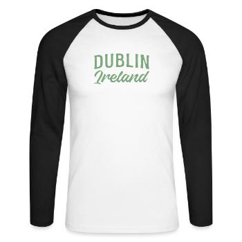 Dublin Irland Vintage Schrift - Unisex Baseballshirt langarm - Weiß/Schwarz - Vorne - Nik (191cm)