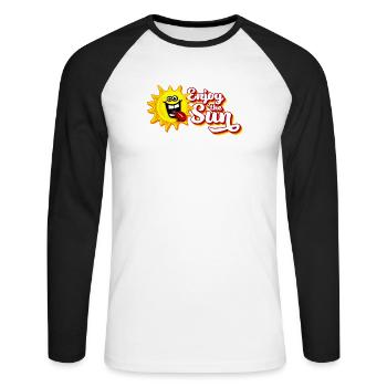 Enjoy the sun / Summer feeling / Retro-Look - Unisex Baseballshirt langarm - Weiß/Schwarz - Vorne - Nik (191cm)