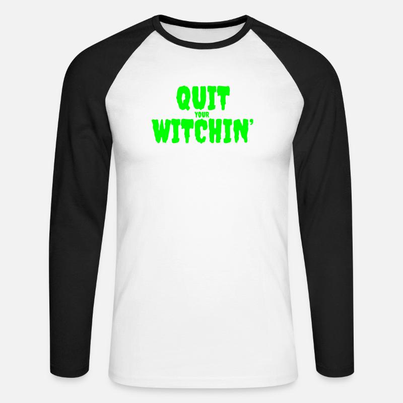 Spooky Green Witching Quit Design - Unisex Baseballshirt langarm - Weiß/Schwarz