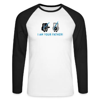 darth vader vs pod - Unisex Long Sleeve Baseball T-Shirt - white/black - Front - Nik (191cm)