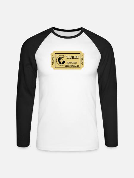 Around the World Ticket - Unisex Long Sleeve Baseball T-Shirt - white/black