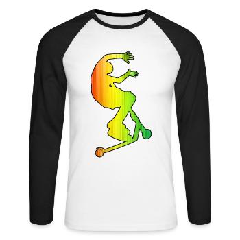 trottinette freestyle - T-shirt baseball manches longues Homme - blanc/noir - Devant - Nik (191cm)