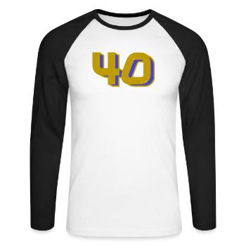 40. 40 YEARS. 40th ANNIVERSARY. 40 YEARS ANNIVERSARY. - Unisex Long Sleeve Baseball T-Shirt - white/black - Front - Nik (191cm)