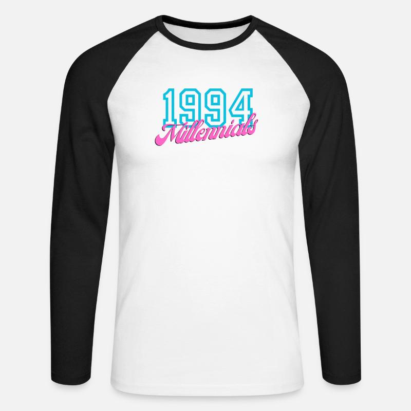 1994 Millennials Retro Datum Design - Unisex Baseballshirt langarm - Weiß/Schwarz