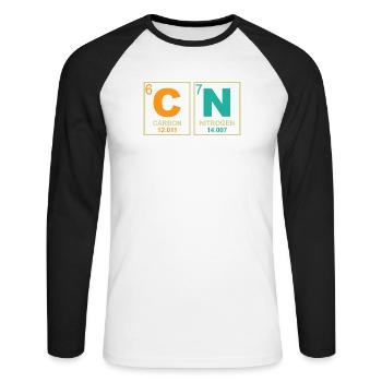 67 Tableau périodique de Sciences Drôle de Professeurs Drôles de Mème - T-shirt baseball manches longues Homme - blanc/noir - Devant - Nik (191cm)