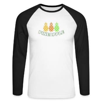Ananas - T-shirt baseball manches longues Homme - blanc/noir - Devant - Nik (191cm)