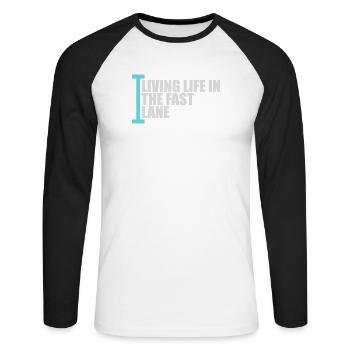 Life In The Fast Lane Float Funny Pool Saying - Unisex Long Sleeve Baseball T-Shirt - white/black - Front - Nik (191cm)