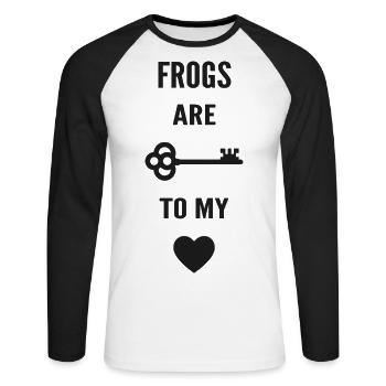 Frogs are the key to my heart - Unisex Long Sleeve Baseball T-Shirt - white/black - Front - Nik (191cm)