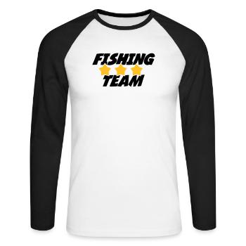 Fishing Team - T-shirt baseball manches longues Homme - blanc/noir - Devant - Nik (191cm)