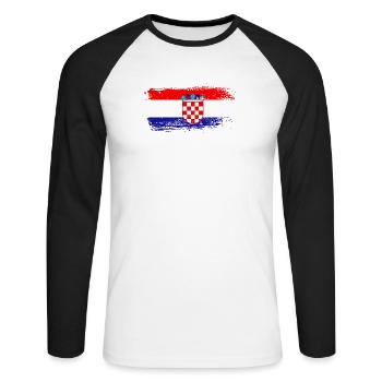 Drapeau de la Croatie - T-shirt baseball manches longues Homme - blanc/noir - Devant - Nik (191cm)