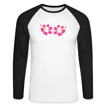 Fleur Rose Rose Fleur Fleurs Rose Rose Fleurs - T-shirt baseball manches longues Homme - blanc/noir - Devant - Nik (191cm)