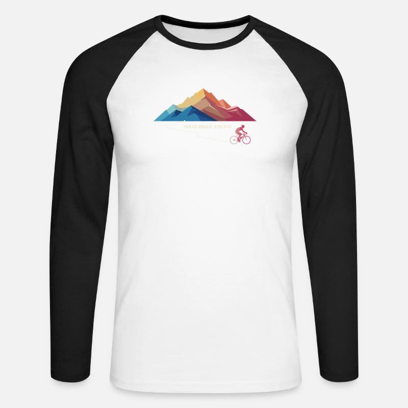 Passo Dello Stelvio Cycling Climb - Maglia da baseball a manica lunga da uomo - bianco/nero