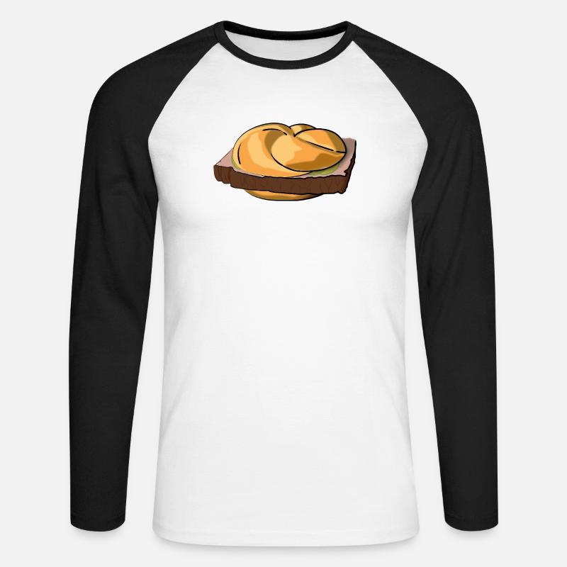 Leberkässemmel mit extra Style. - Unisex Baseballshirt langarm - Weiß/Schwarz