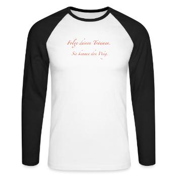 Folge deinen Träumen - Unisex Baseballshirt langarm - Weiß/Schwarz - Vorne - Nik (191cm)