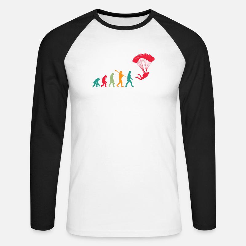 Fallschirm Evolution Fallschirmspringer - Unisex Baseballshirt langarm - Weiß/Schwarz