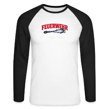 Feuerwehr Lösch Spruch - Unisex Baseballshirt langarm - Weiß/Schwarz - Vorne - Nik (191cm)